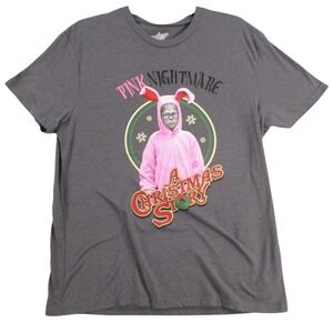 A Christmas Story Pink Nightmare Ralphie Bunny Suit Graphic Tee Gray Mens L